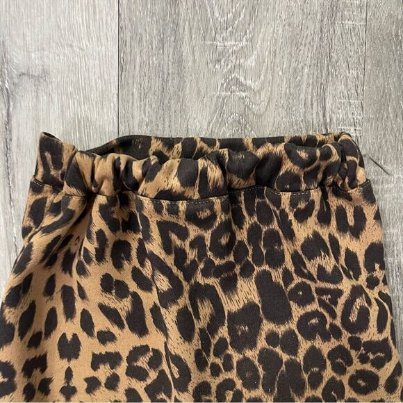 Girl’s Leopard Print Faux Suede Button Front Mini Skirt Small - Picture 7 of 11